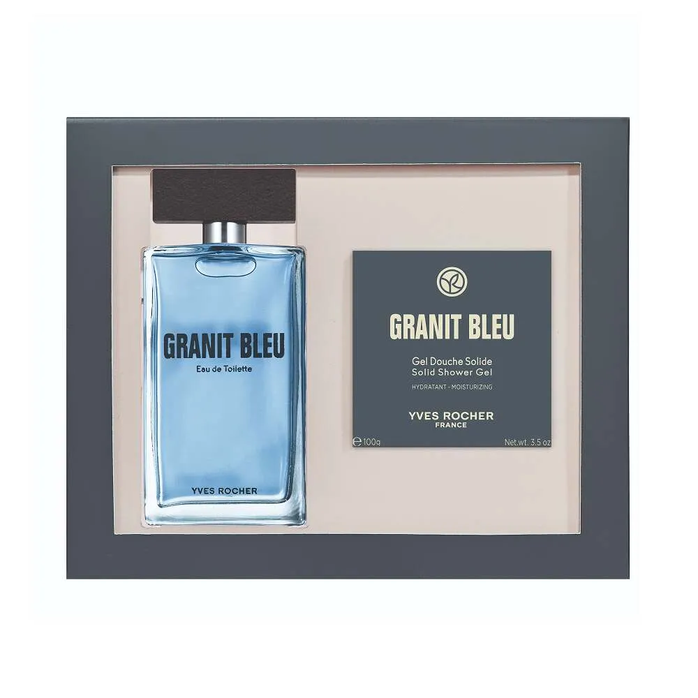 Men's Gift Set Granit bleu (100ml + Solid Shower Gel)
